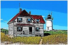 Race Point Light on Sands of Cape Cod - Digital Painting